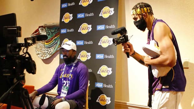 JaVale McGee films J.R. Smith for his vlog
